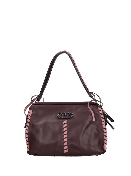 Borsa in pelle LA CARRIE | 122P-RS-600-LEAMARRONE SCURO-POWDER